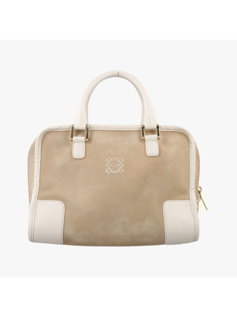 Loewe Amazona White Beige Suede Leather Handbag